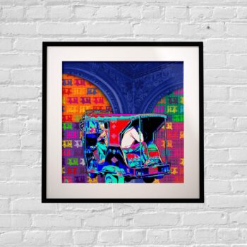 Colorful Taxi Art Print 9x9 Inches