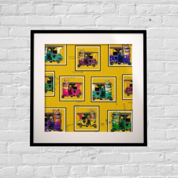 Retro Taxis Art Print 9x9 Inches