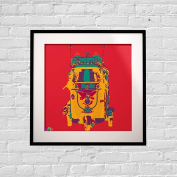 Funky Taxi Art Print 9x9 Inches