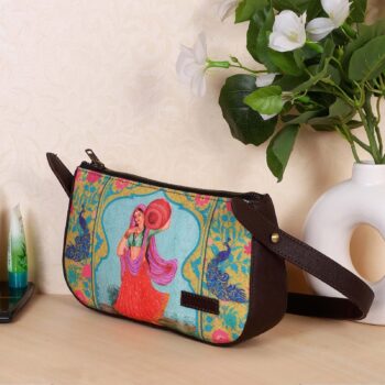Rajasthani Woman Portrait Baguette Bag