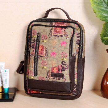 Elephant Motif Print Chest Bag