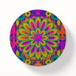 Vibrant Flower Round Coasters Set of 6