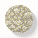 White Lotus Flower Round Coaster Set of 6