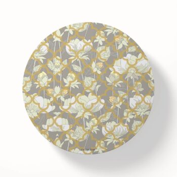White Lotus Flower Round Coaster Set of 6