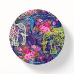 Two Decorated Elephant Round Coasters Set of 6