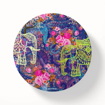 Two Decorated Elephant Round Coasters Set of 6