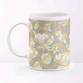 White Lotus Flower Ceramic Mug