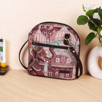 Elephant Procession & Palace Print Crossbody Bag – Royal Art Meets Everyday Style