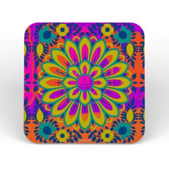 Vibrant Flower Designer Table 6 Piece Coaster Set