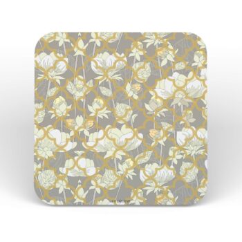 White Lotus Flower Tea Coasters Set of 6