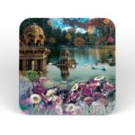 Traditional Rajasthani Lake Scene Table Coasters Set of 6