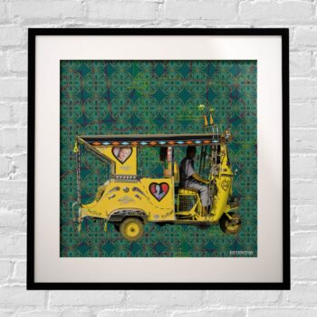 Yellow Auto Rickshaw Framed Indian Wall Art Print