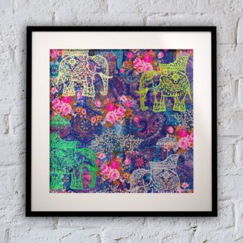Jaipuri Hathi Wall Art – Framed Rajasthani Elephant Artwork for Home