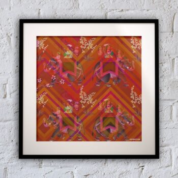 Hathi Raja Framed Wall Art – Majestic Elephant Print for Royal Decor
