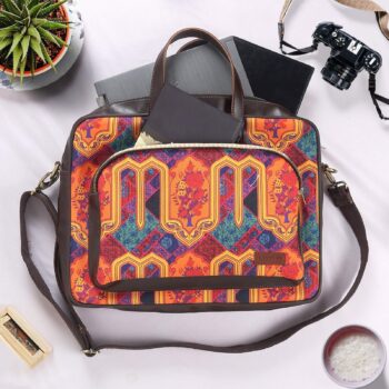 Multicoloured Motif Printed Laptop Bag – Carry Creativity in Style