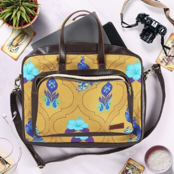 Peacock Motif Stylish Laptop Bag – Cultural Elegance for Work & Travel