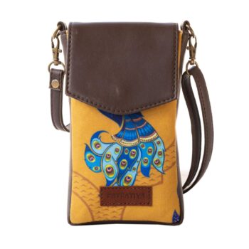 Peacock Motif Crossbody Mobile Sling Bag – Elegant Everyday Essential