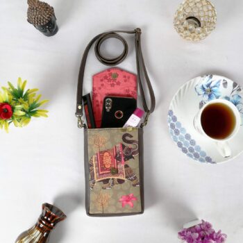 Elephant Design Phone Sling Crossbody – Hands-Free Style with Ethnic Flair