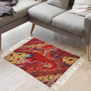 Checked Lava Rectangular Recycled Rug – Eco-Friendly Floor Decor