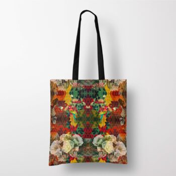 Inflorescence Canvas Jhola Bag – Floral Motif Ethnic Tote by Fatfatiya
