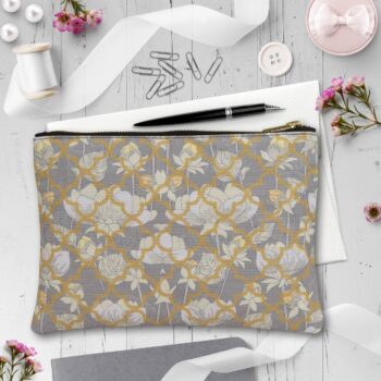 White Lotus Flower Stationery Pouch