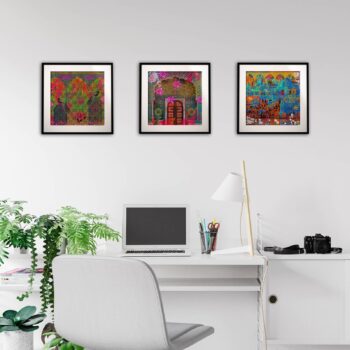 Multicolor Set of 3 Wall Art with Frame